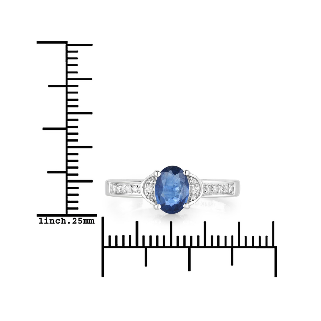 Genuine 10K Blue Sapphire and Diamond Bridge Ring