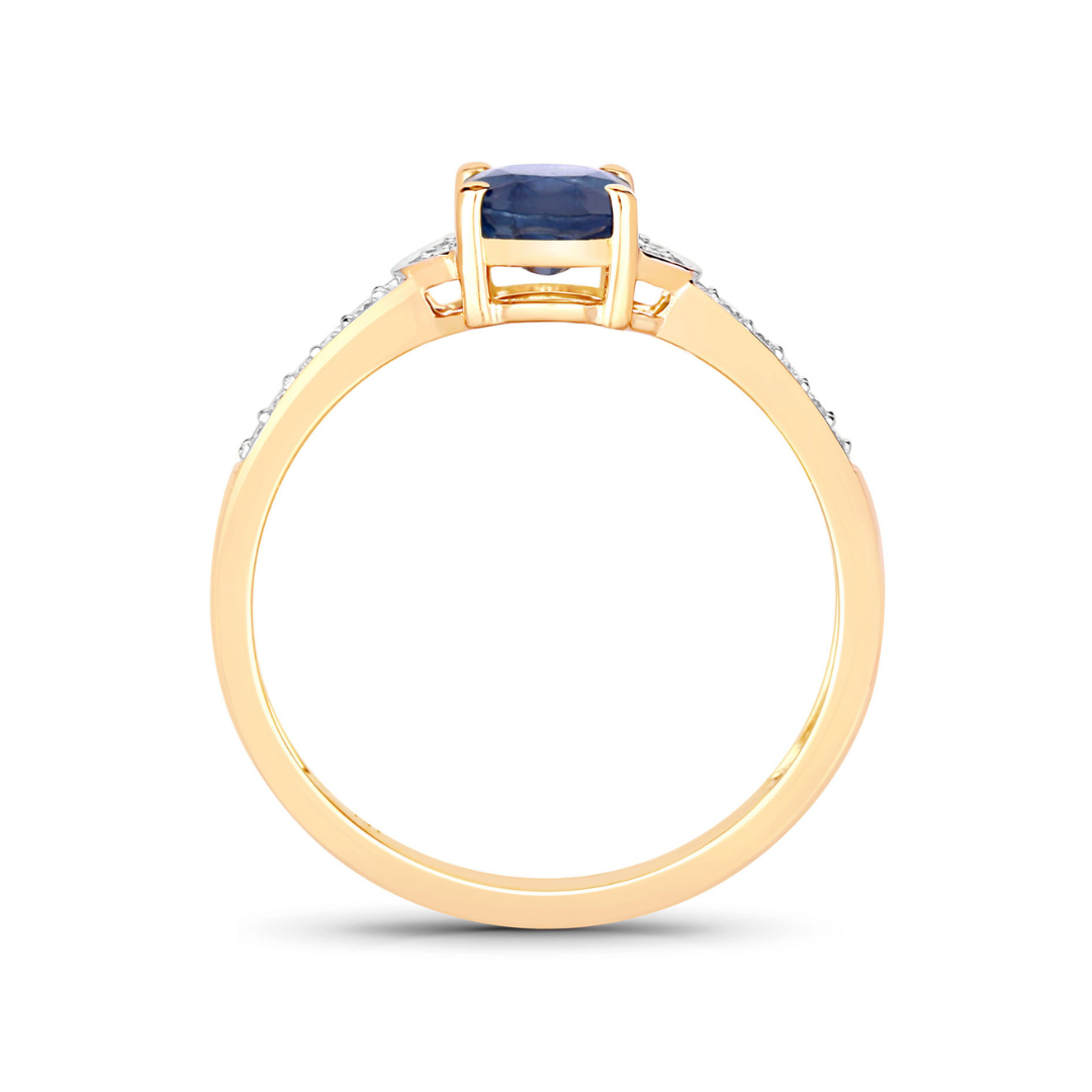 Genuine 10K Blue Sapphire and Diamond Bridge Ring