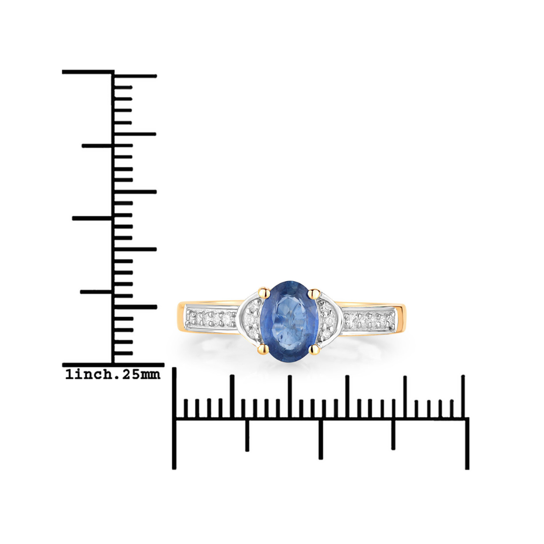 Genuine 10K Blue Sapphire and Diamond Bridge Ring