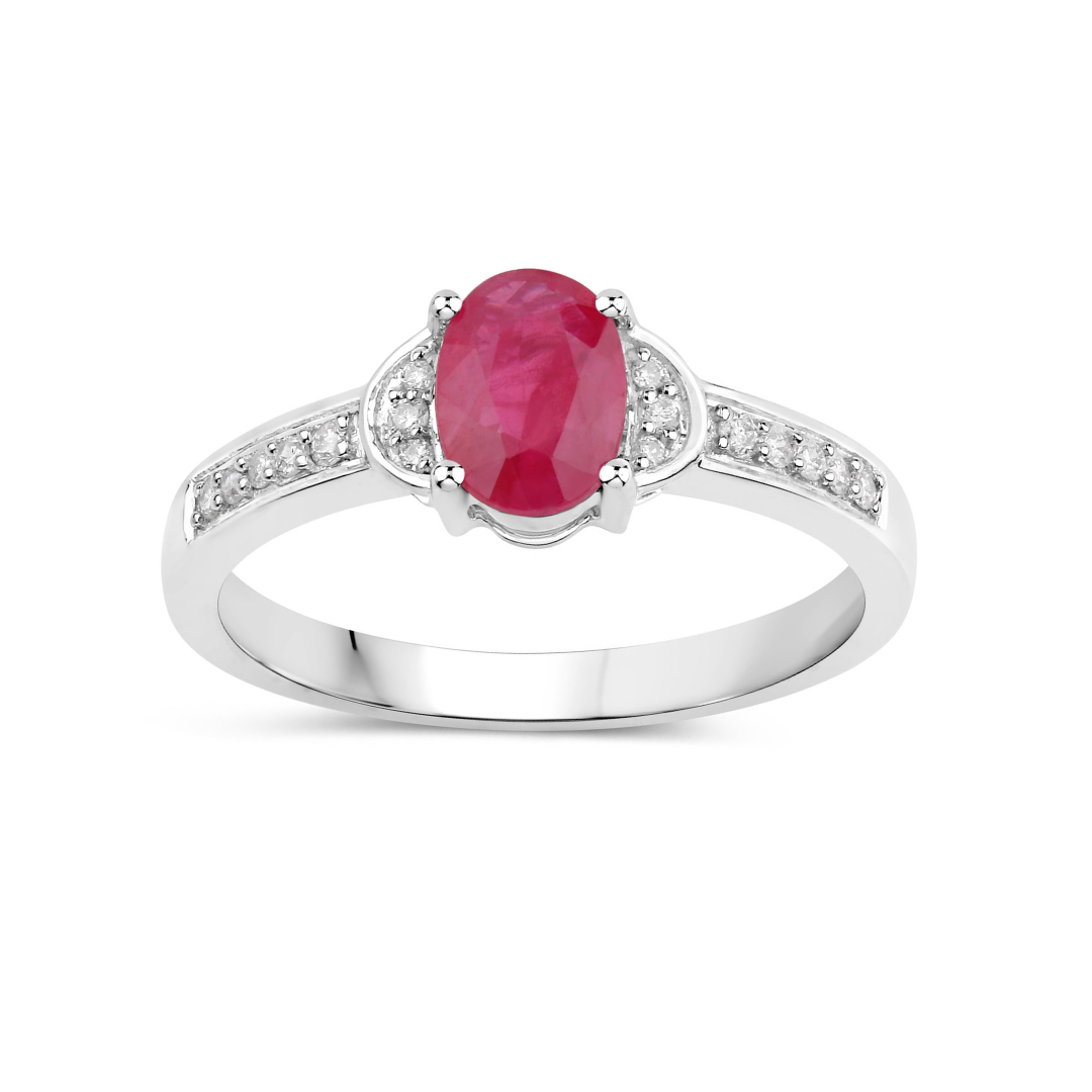Genuine 10K Ruby and Diamond Bridge Ring