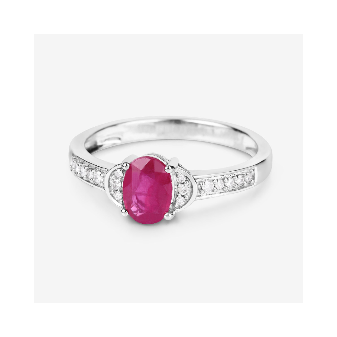 Genuine 10K Ruby and Diamond Bridge Ring