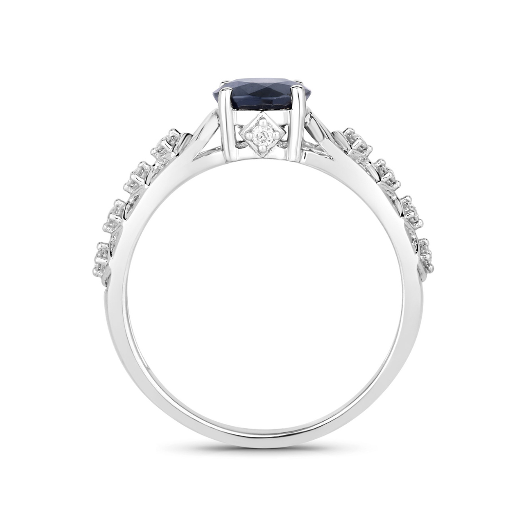Genuine 10K Blue Sapphire and Diamond Ring