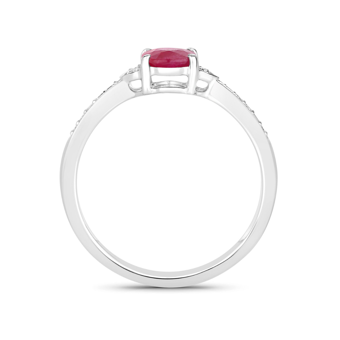 Genuine 10K Ruby and Diamond Bridge Ring