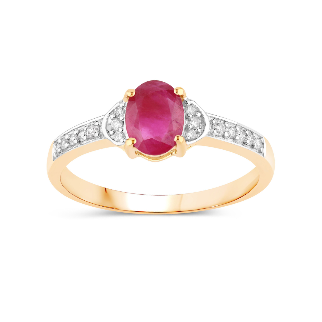 Genuine 10K Ruby and Diamond Bridge Ring