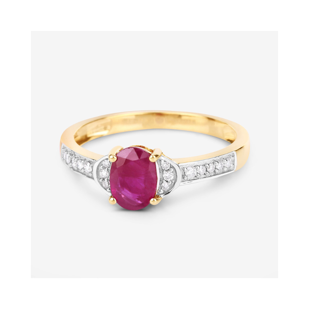Genuine 10K Ruby and Diamond Bridge Ring