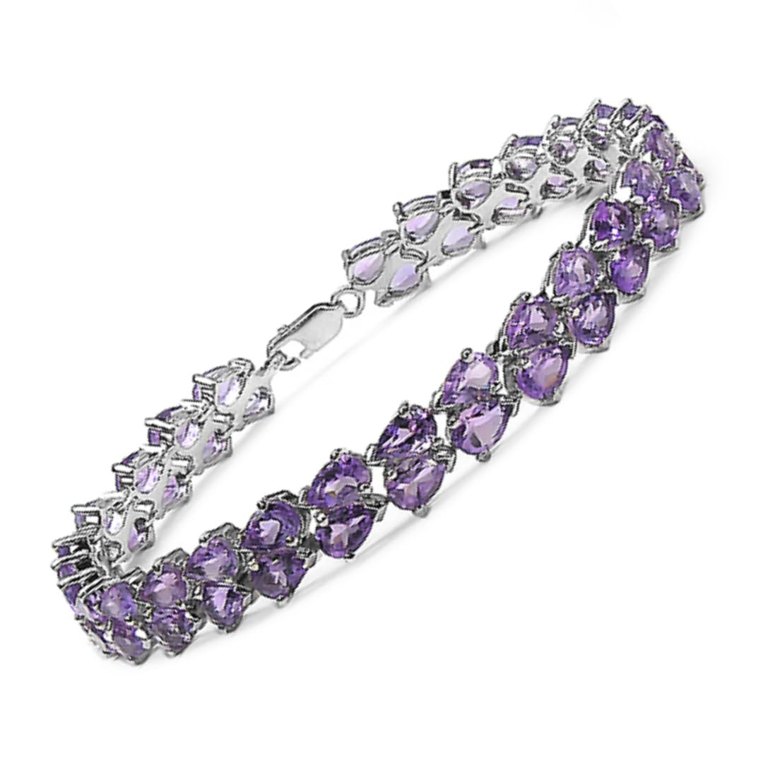 Natural Amethyst Tennis Bracelet Sterling Silver Fine Color Jewels