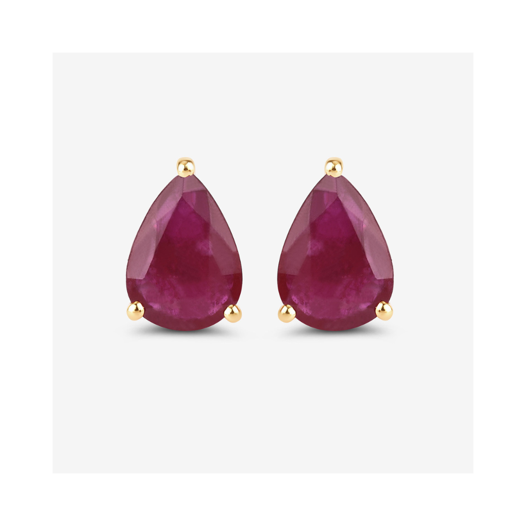 Genuine Pink Ruby 10K gold Earrings