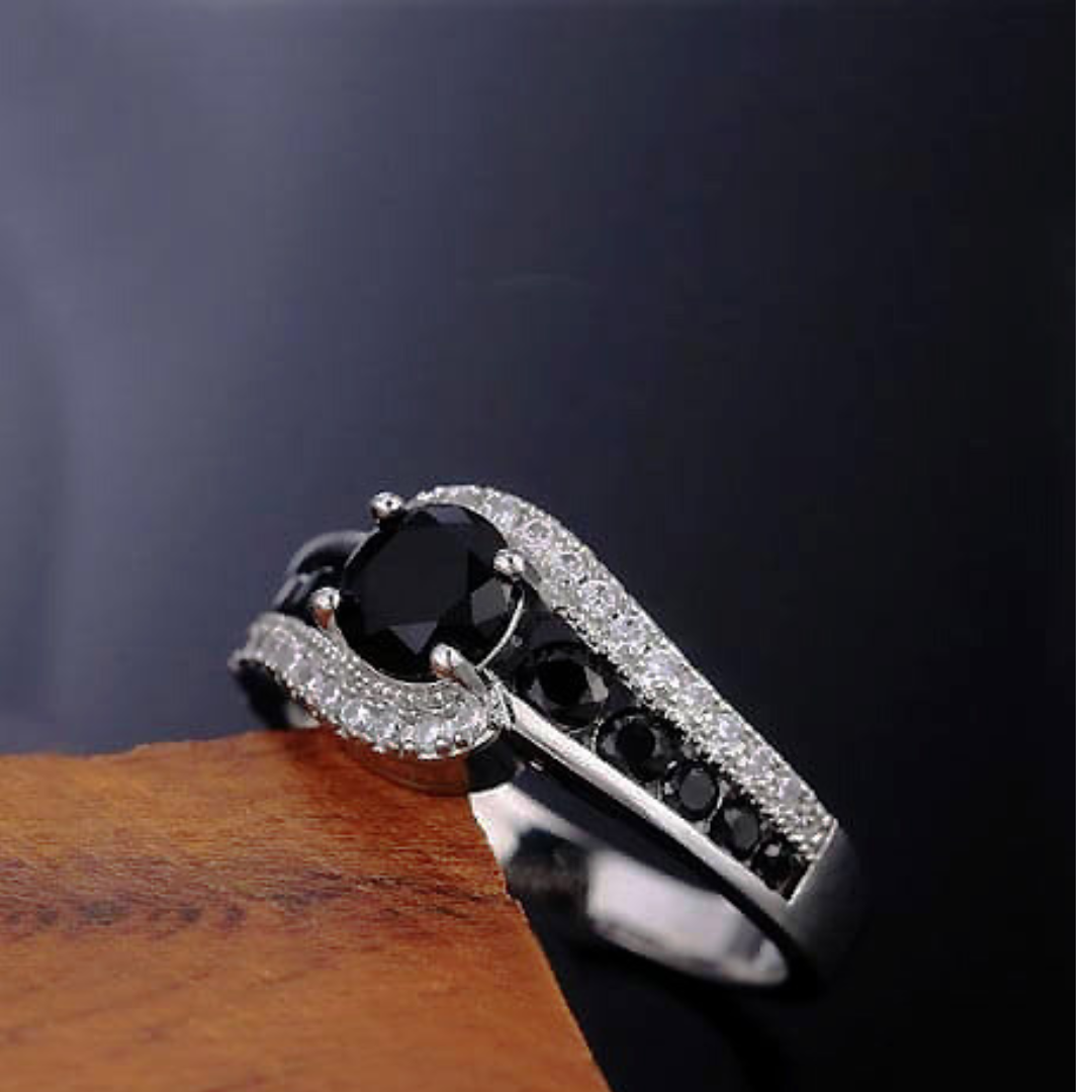 Black Spinel Engagement Ring