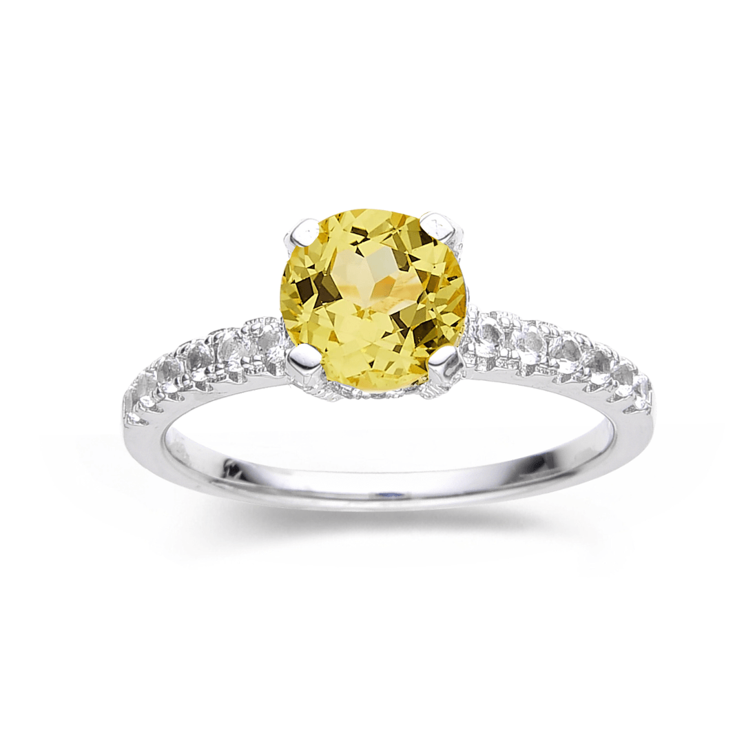 Yellow Sapphire Rhodium over Silver Ring FineColorJewels dla-dm-discount-all-143240, dla-dm-discount-all-153306, dla-dm-discount-all-154898