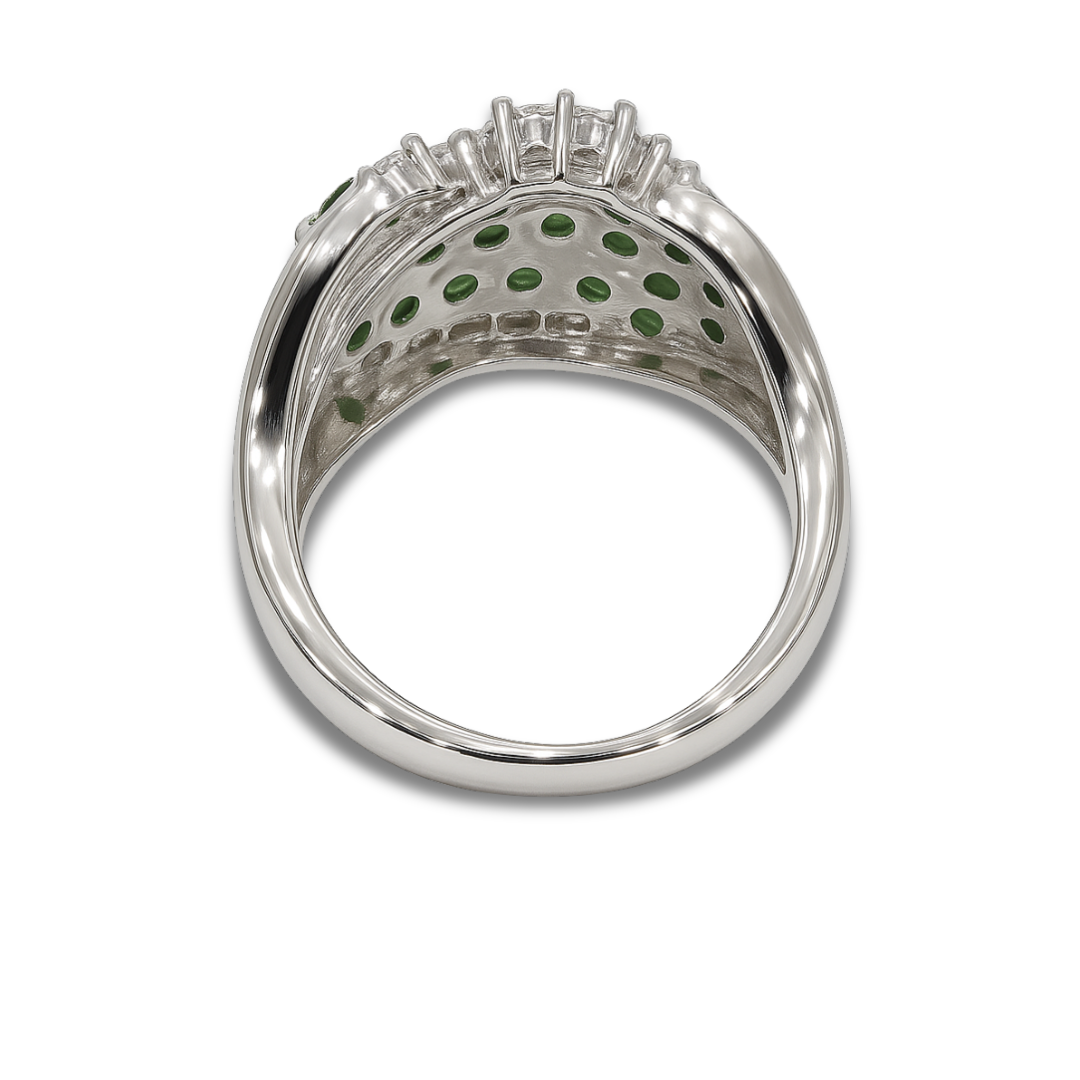 Natural Green Tsavorite Garnet Cluster Ring