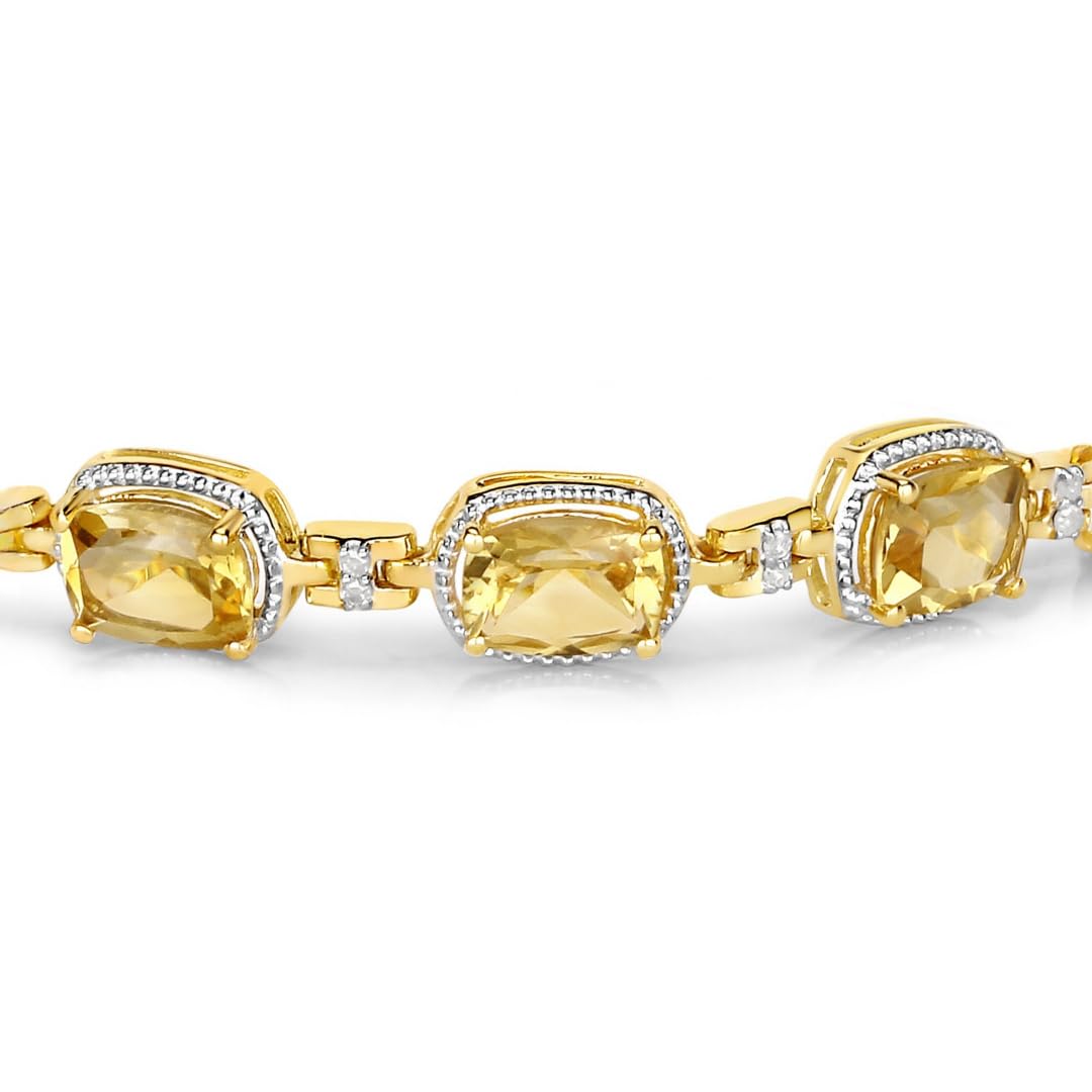 Citrine and White Diamond Tennis Bracelet Silver Fine Color Jewels