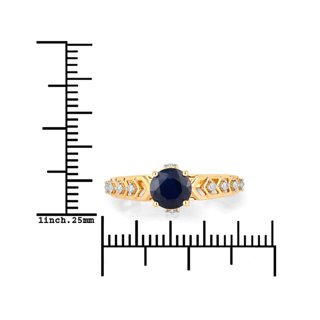 Genuine 10K Blue Sapphire and Diamond Ring