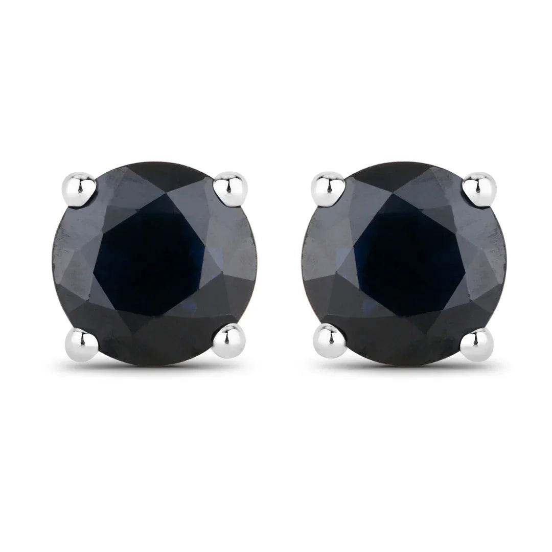 Genuine Blue Sapphire 10K Round Studs Earrings