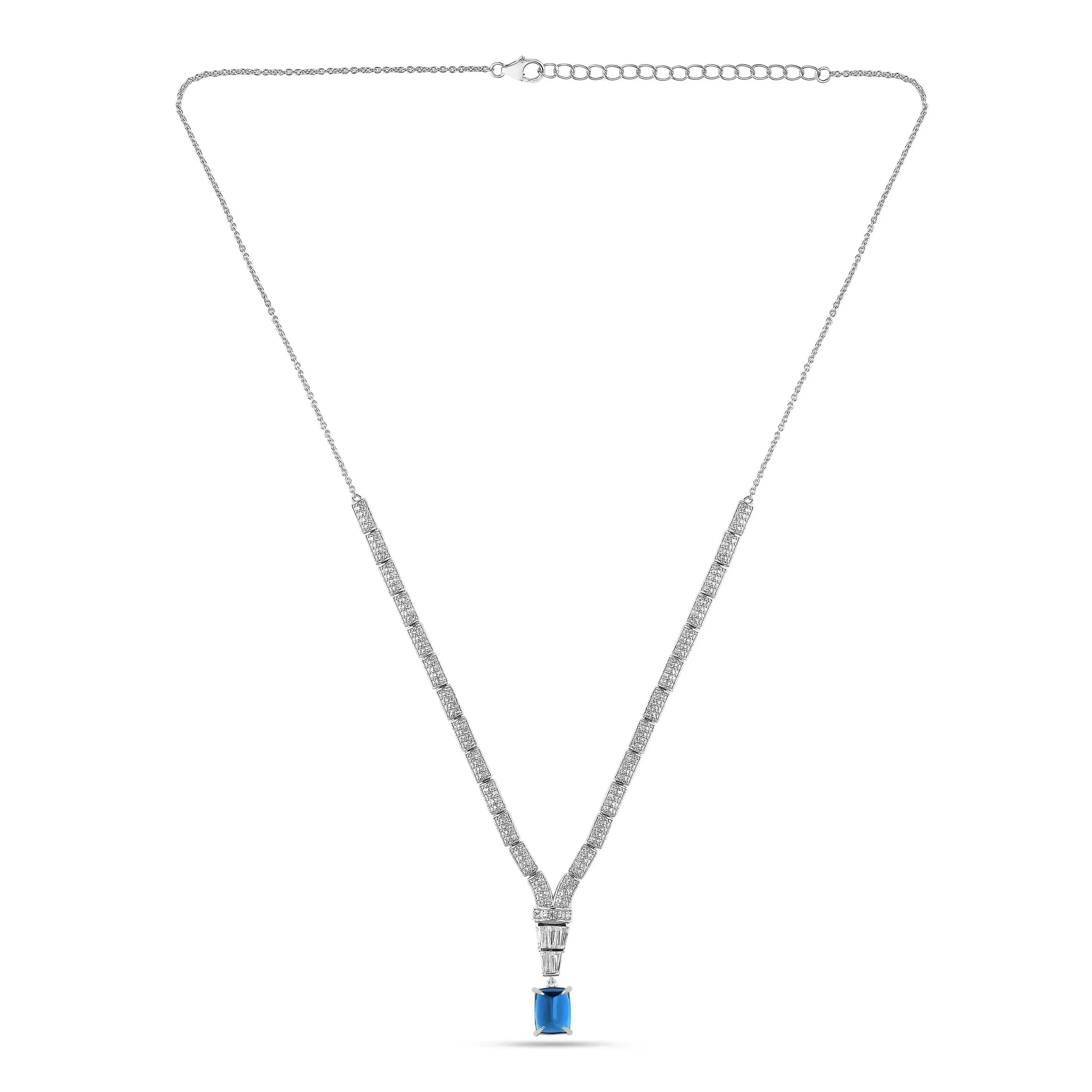 Collar con piedra natal de topacio azul de Londres natural