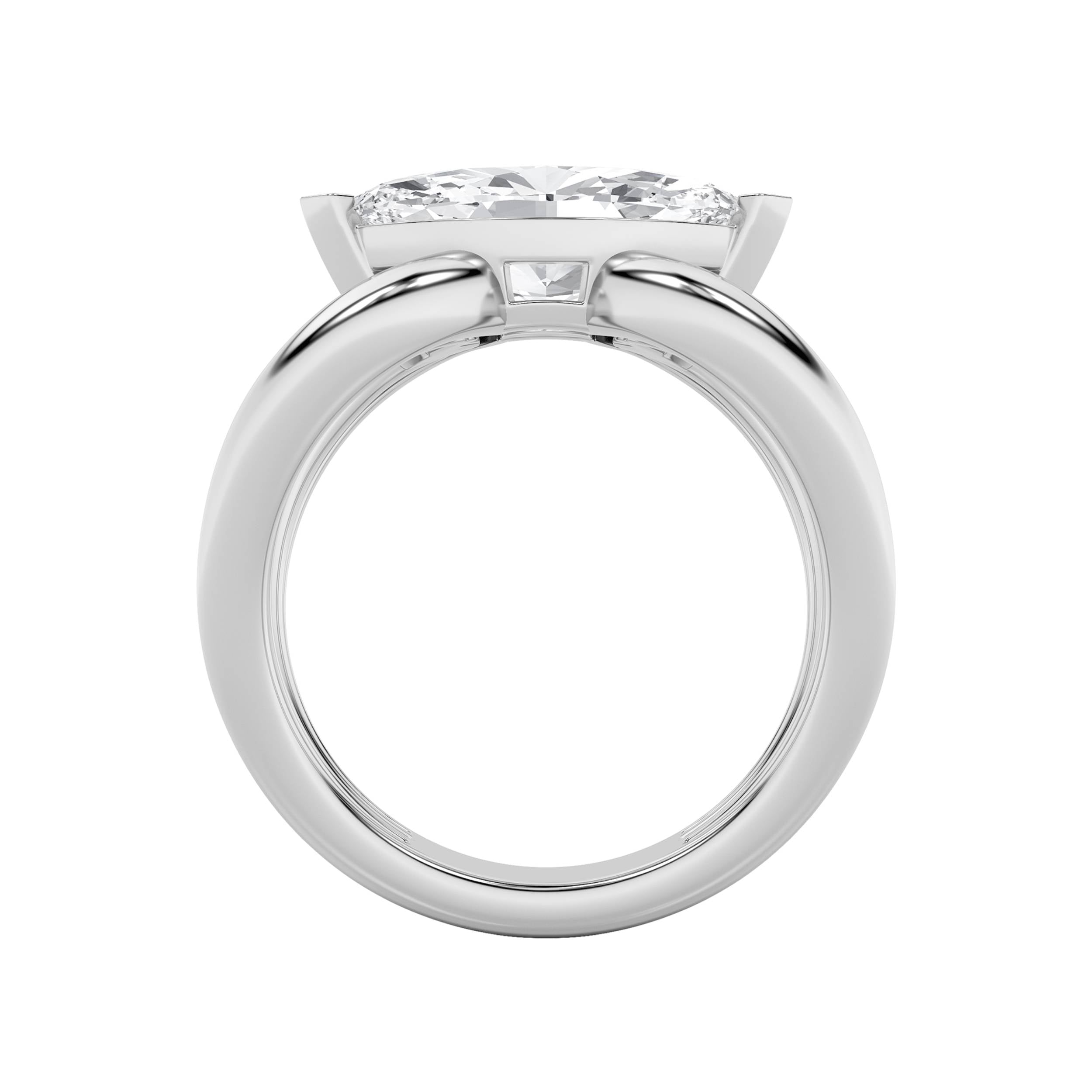 2Cttw Marquise Shaped Lab Grown Diamond (F/VS) East West Solitaire Ring in 14K Gold