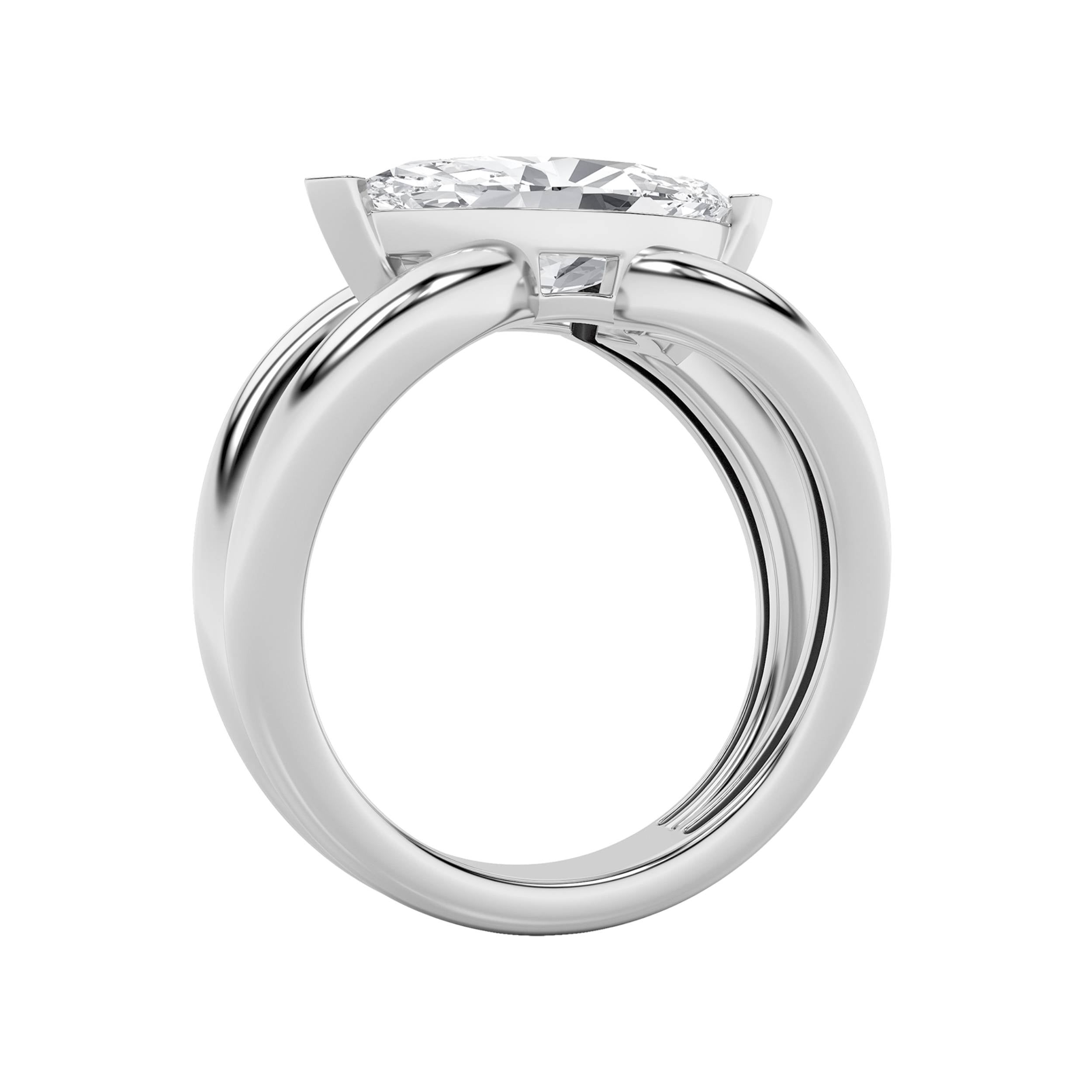 2Cttw Marquise Shaped Lab Grown Diamond (F/VS) East West Solitaire Ring in 14K Gold
