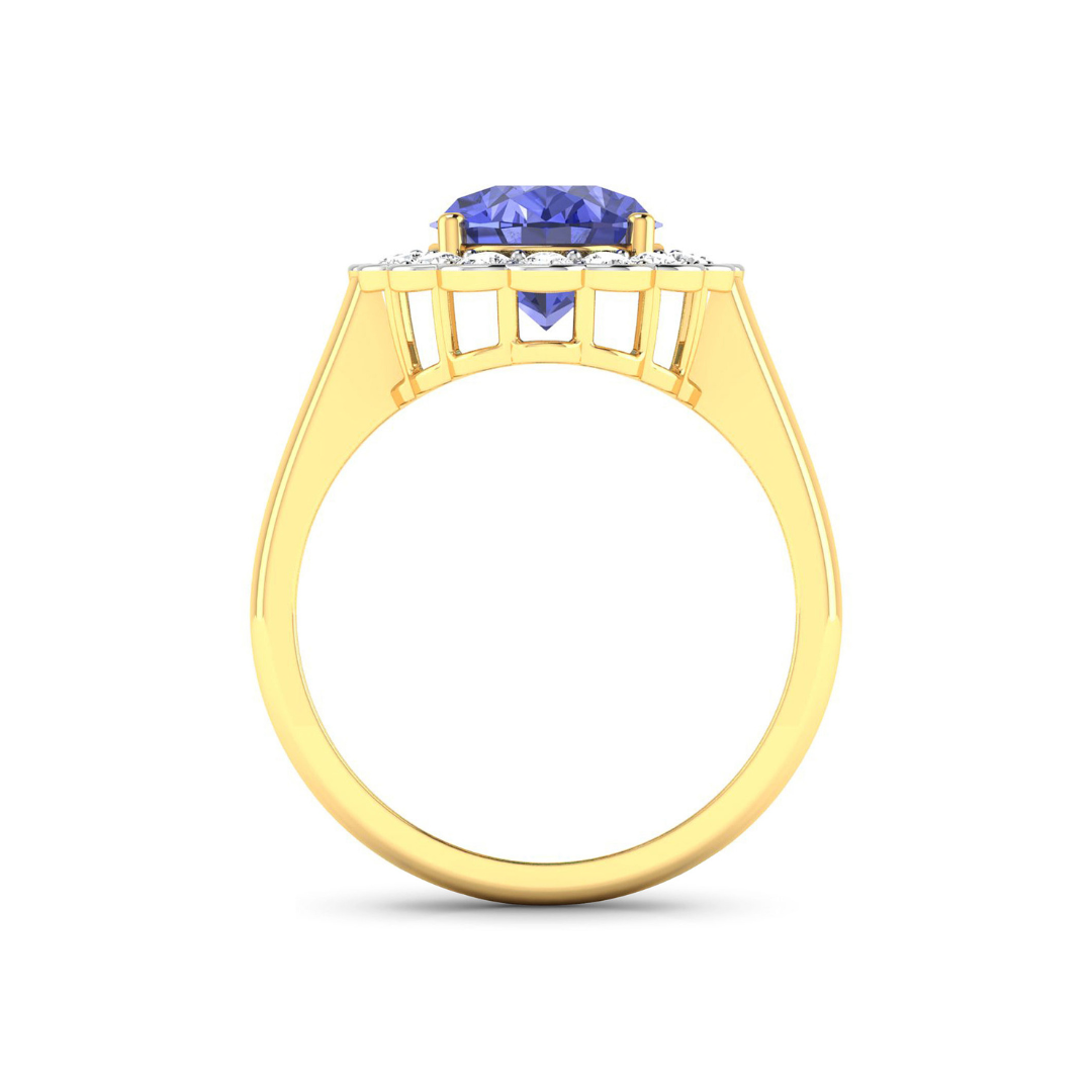 Genuine Diamond and Tanzanite Halo Ring