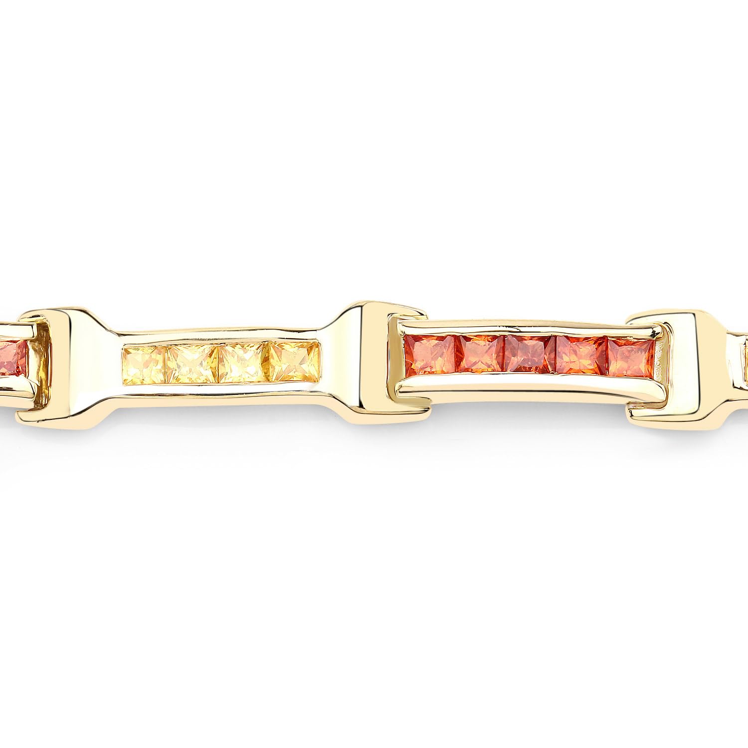 Orange and Yellow Sapphire Tennis Bracelet Silver Fine Color Jewels