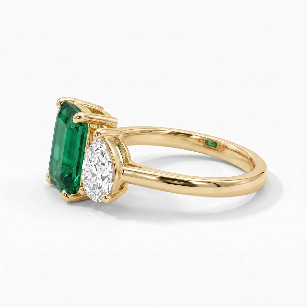 Two-Stone Toi et Moi Octagon and Pear Emerald, Ruby, Sapphire and Lab Diamond 14K Yellow Gold Ring