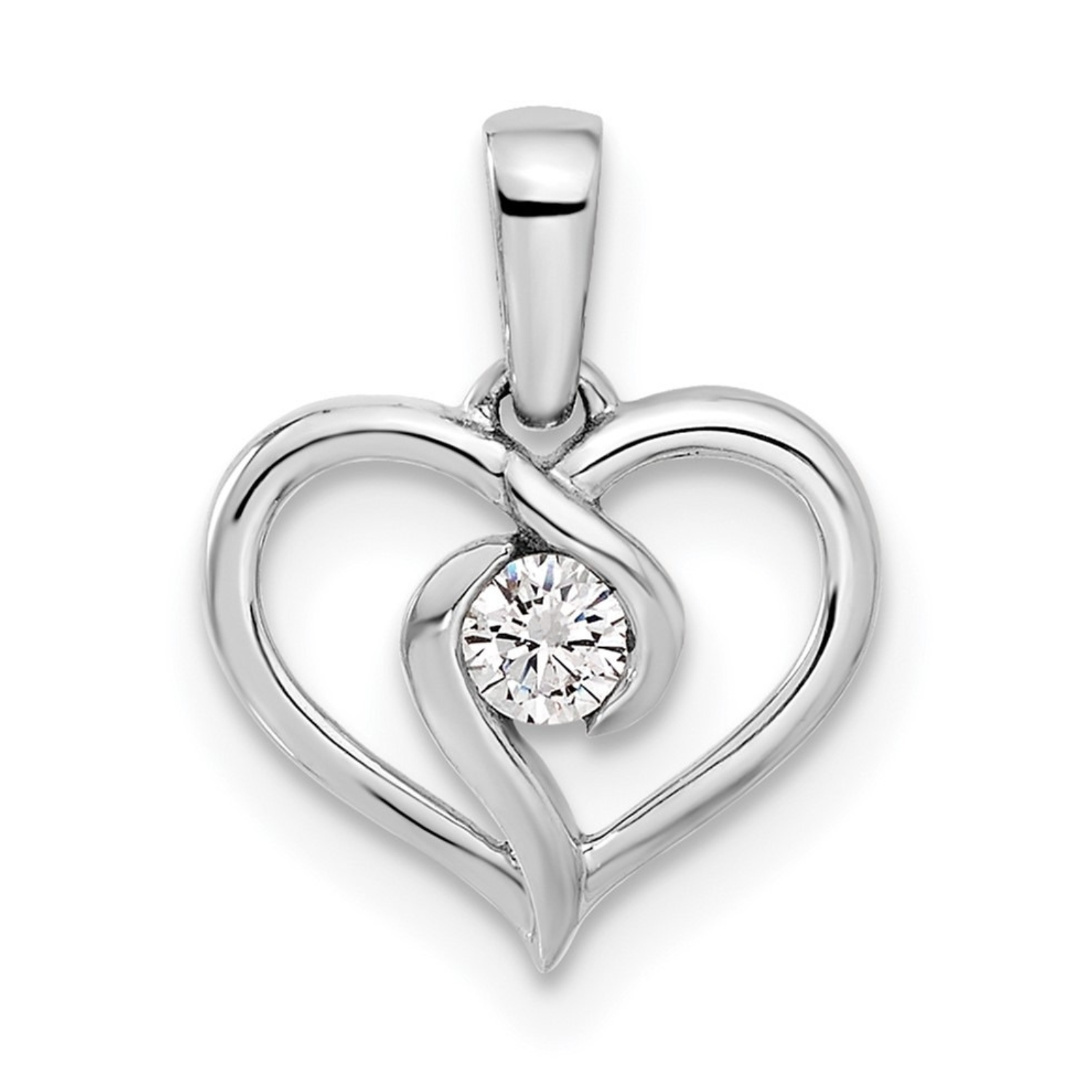 14k Gold Lab Grown Diamond Heart Pendant 1/10 carat