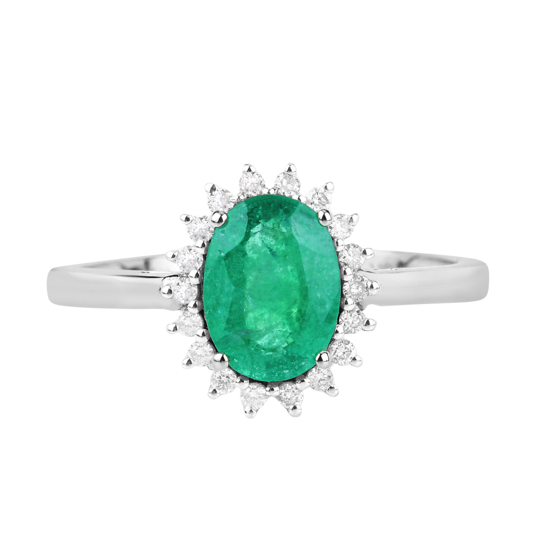 Genuine Zambian Emerald Diamond 10K Ring