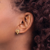 model showcasing 14k Yellow Gold Diamond Earrings