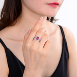 square cut ruby ring, octagon cut ruby ring, rare gemstone ring, red gemstone ring