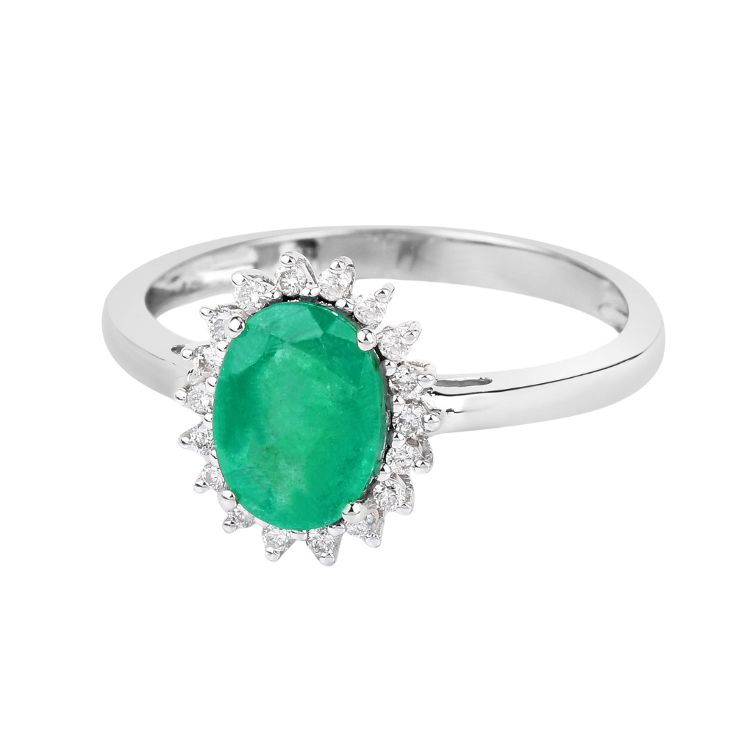 Genuine Zambian Emerald Diamond 10K Ring