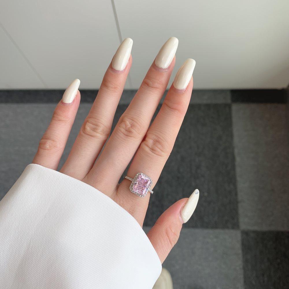 Pink Cz Ring 925 Sterling Silver ring - FineColorJewels