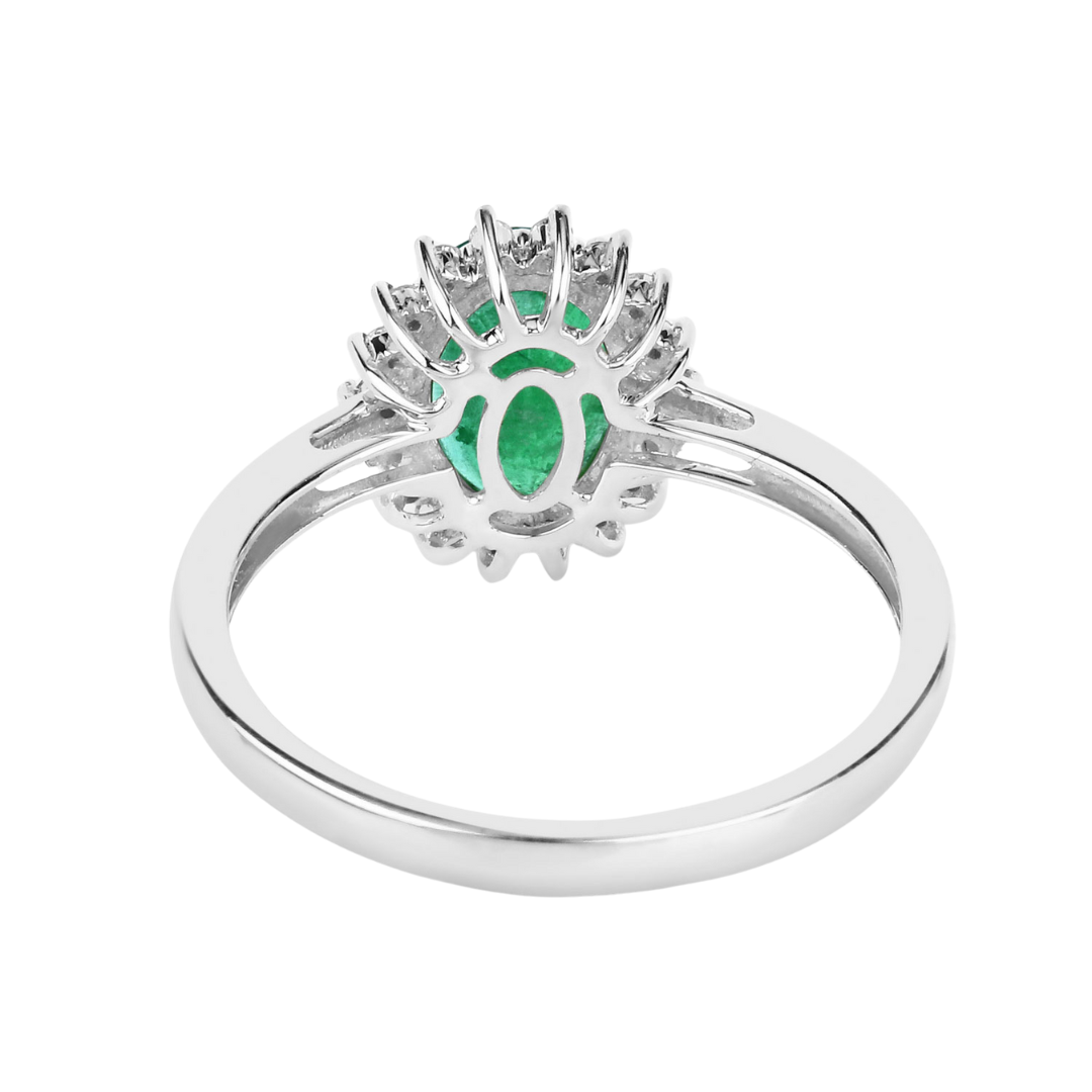 Genuine Zambian Emerald Diamond 10K Ring