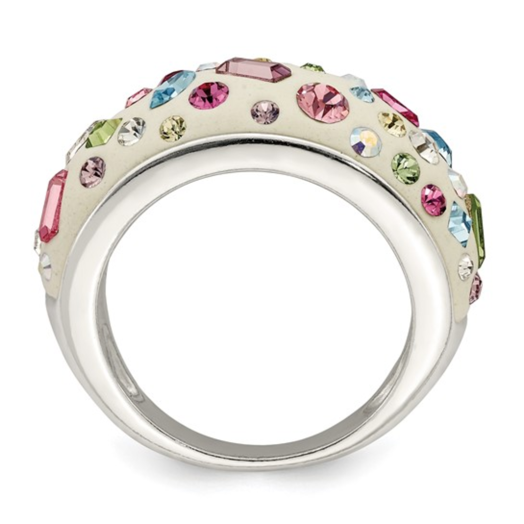Silver Multi-Colored Stone Rings