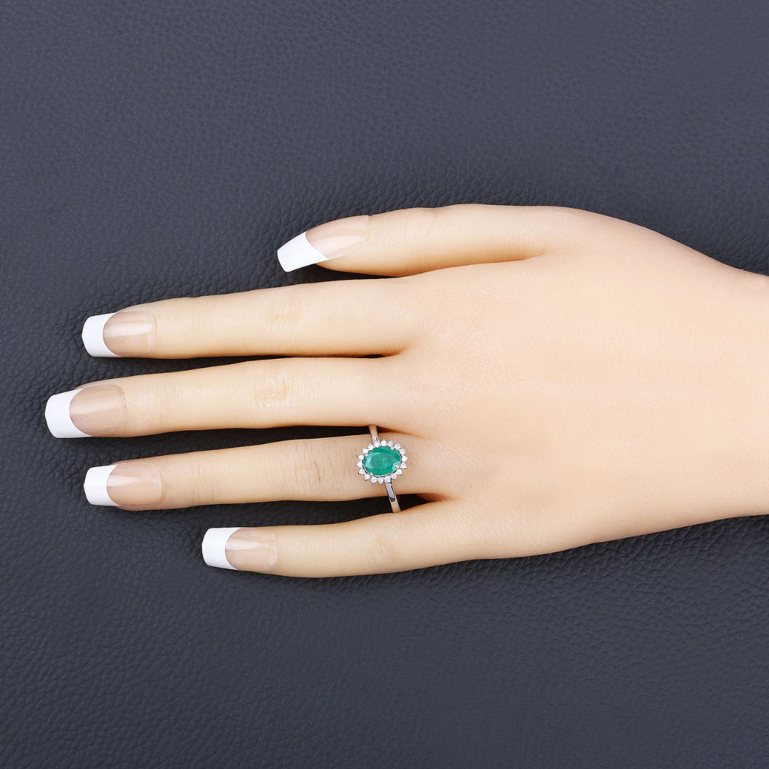 Genuine Zambian Emerald Diamond 10K Ring