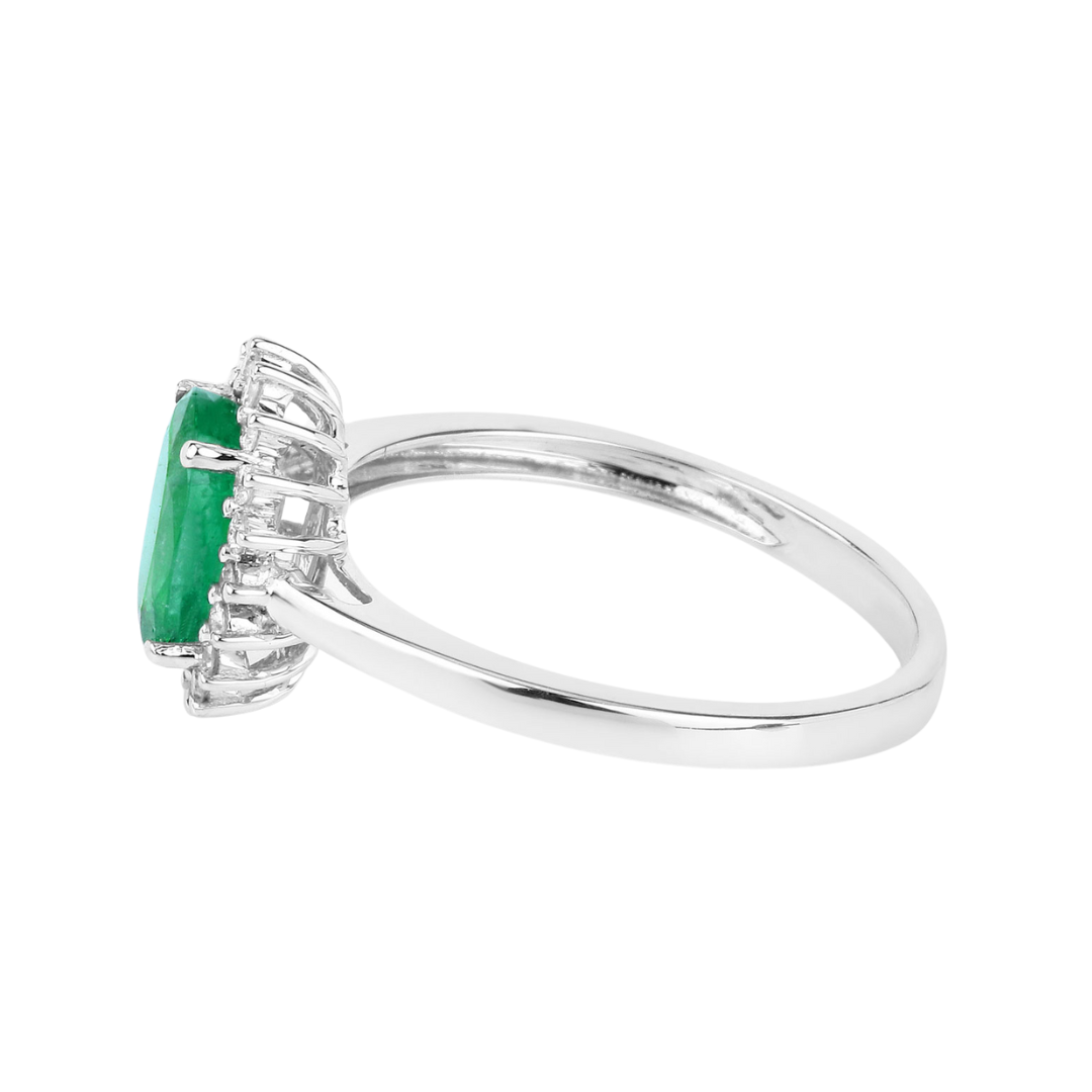 Genuine Zambian Emerald Diamond 10K Ring