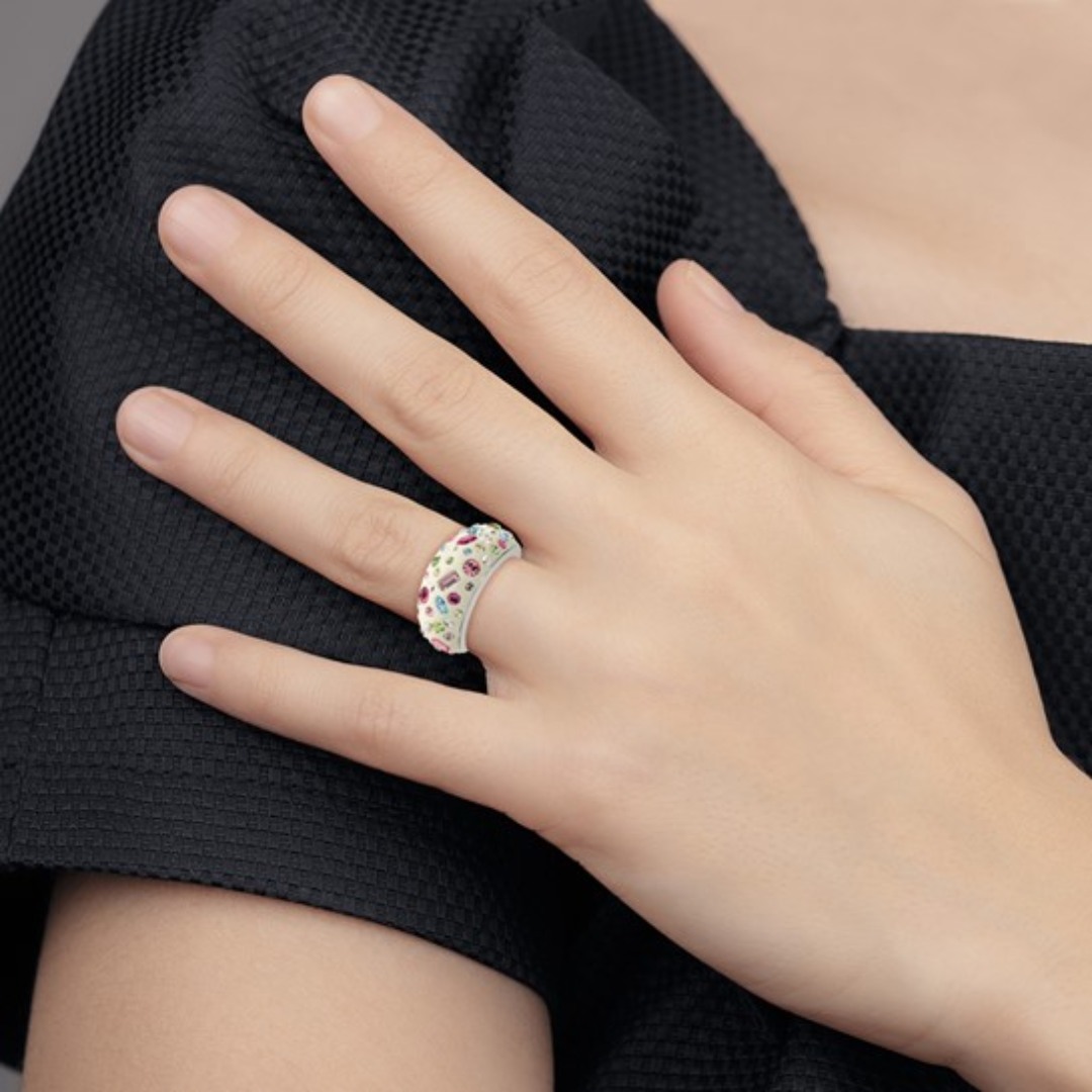 Silver Multi-Colored Stone Rings