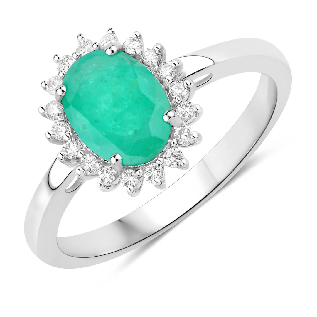 Genuine Zambian Emerald Diamond 10K Ring
