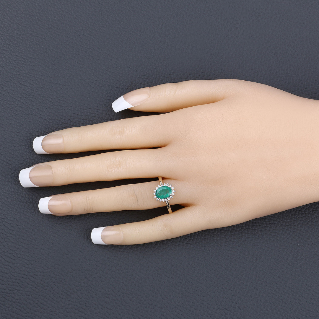 Genuine Zambian Emerald Diamond 10K Ring
