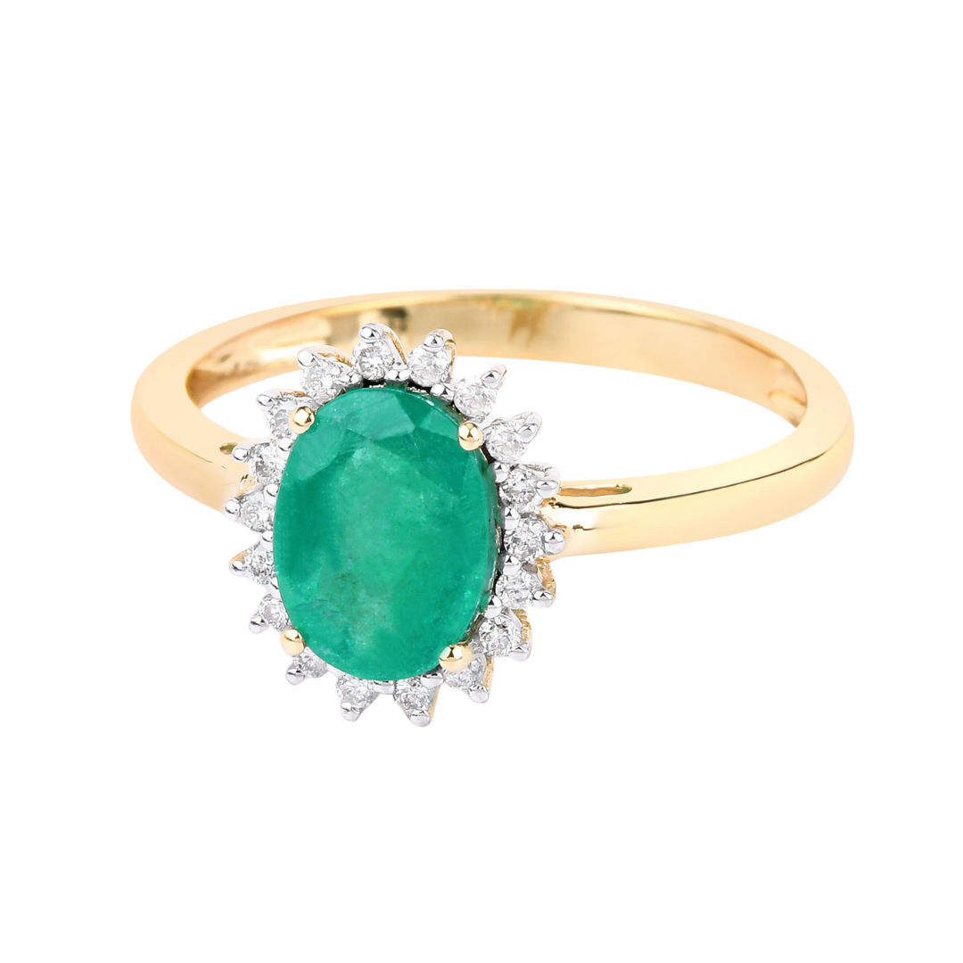 Genuine Zambian Emerald Diamond 10K Ring