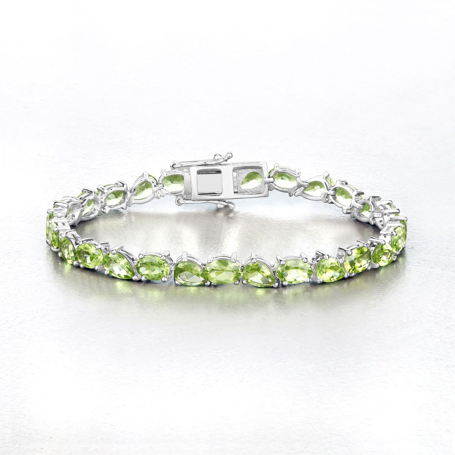 Natural Peridot Tennis Bracelet Silver Fine Color Jewels