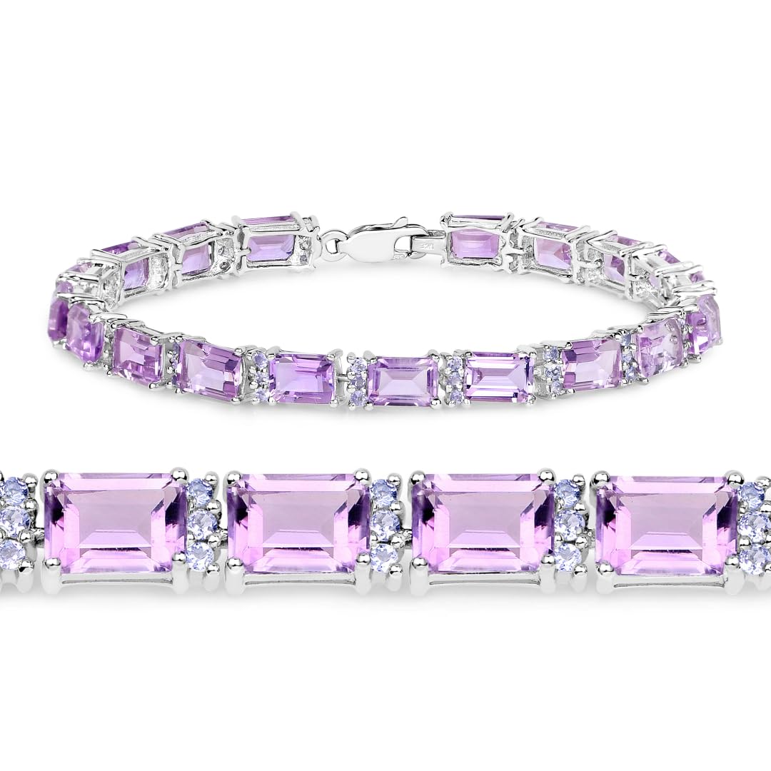 Natural Amethyst and Tanzanite Tennis Bracelet Silver Fine Color Jewels