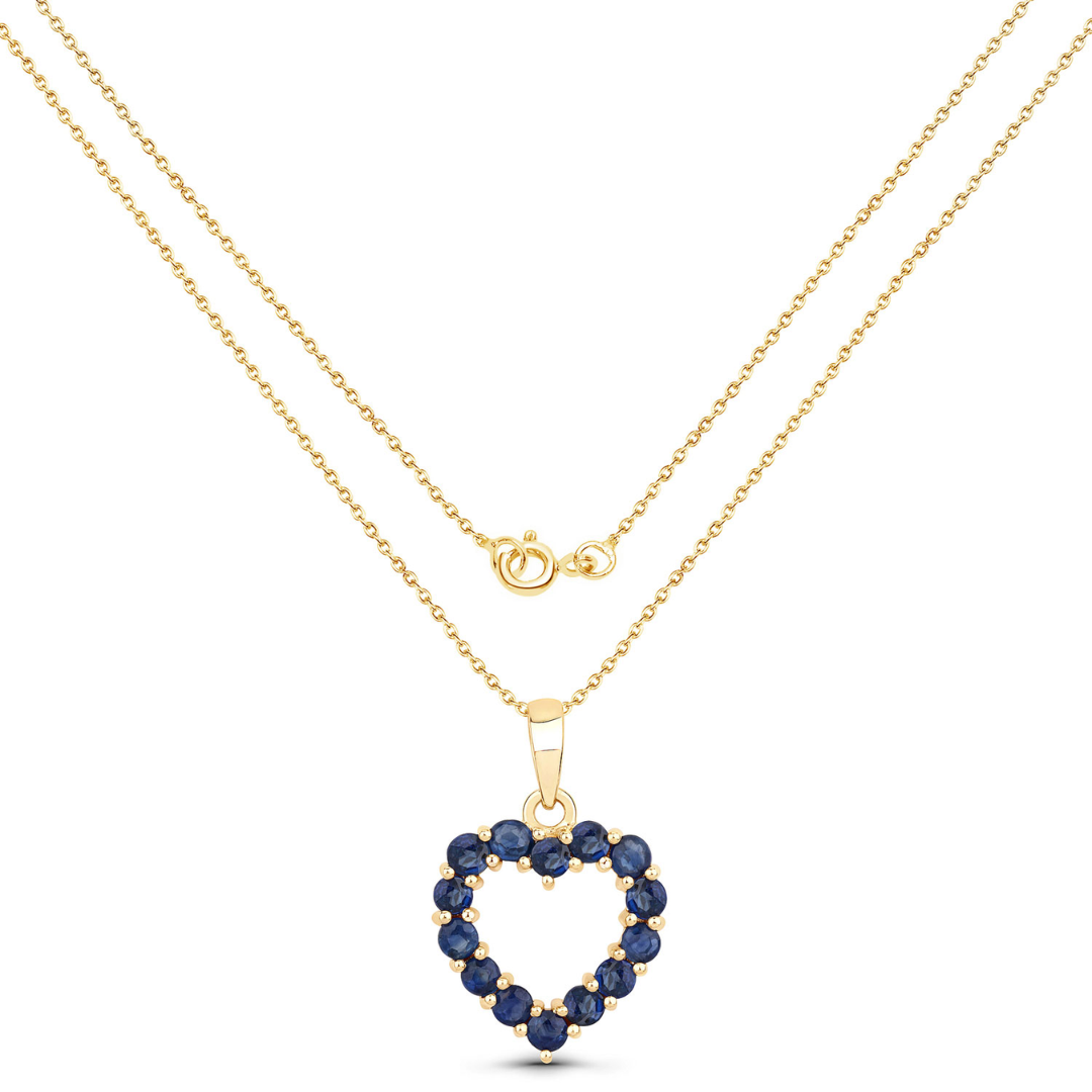Collar de corazón de zafiro en oro amarillo de 10 quilates