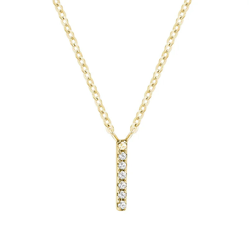 Product Image of Bold Diamond I Letter Initial Necklace Yellow Gold