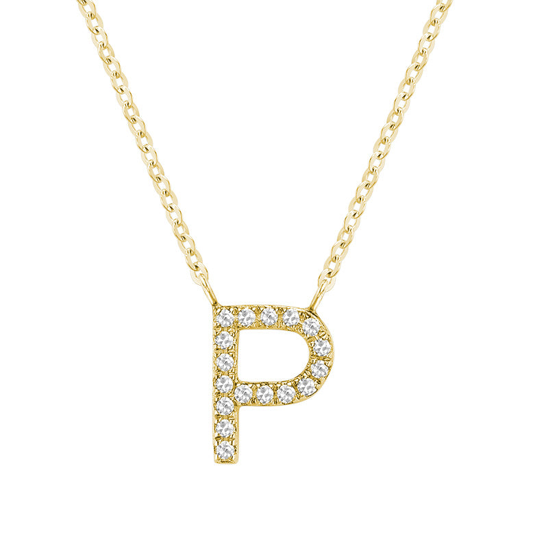 Product Image of Bold Diamond P Letter Initial Necklace Yellow Gold