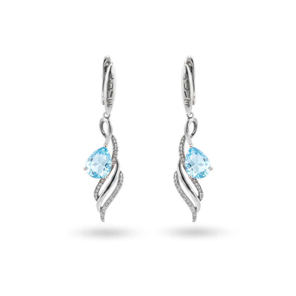 Natural Sky Blue Topaz Earrings Sterling Silver
