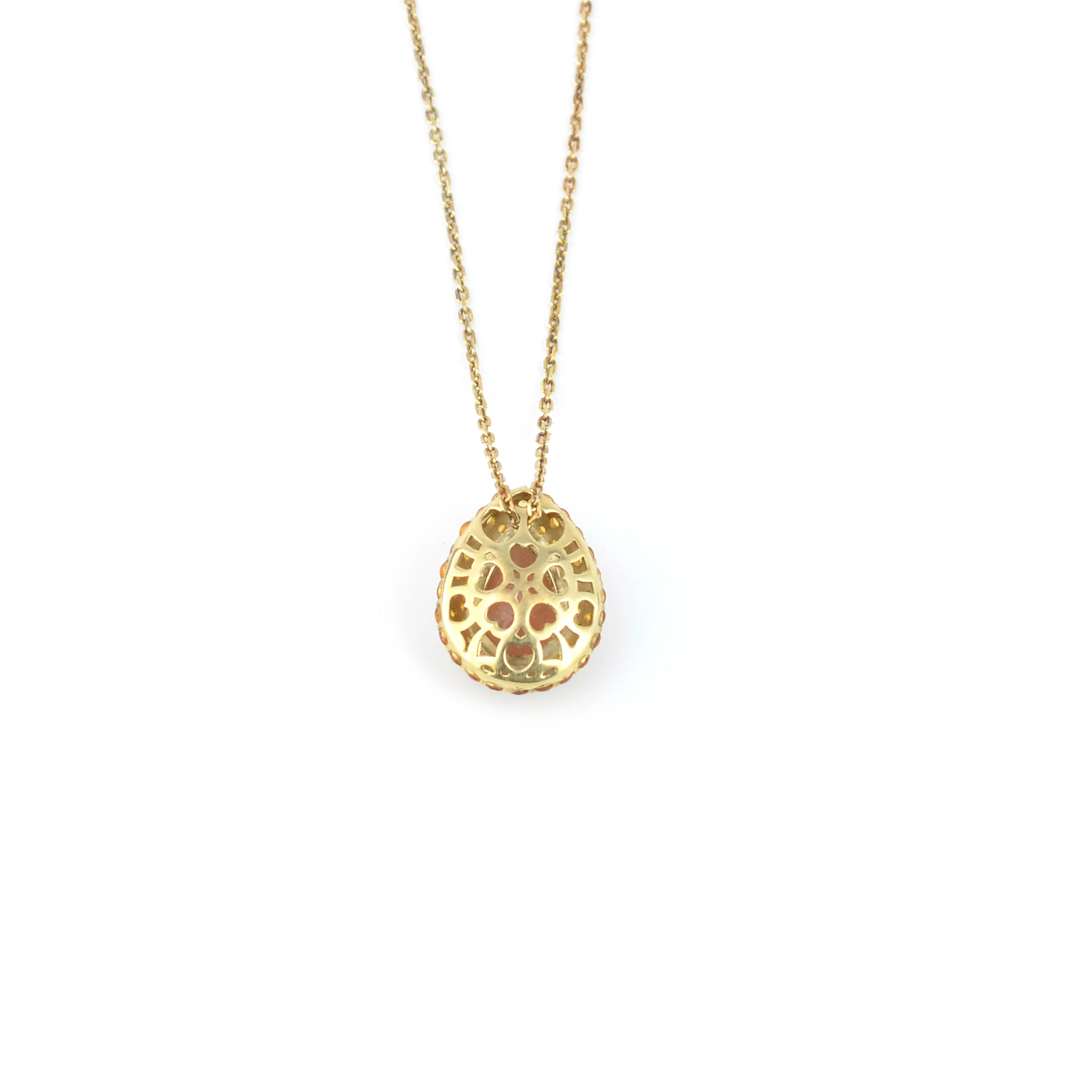 Orange Teardrop Moonstone Pendant Necklace