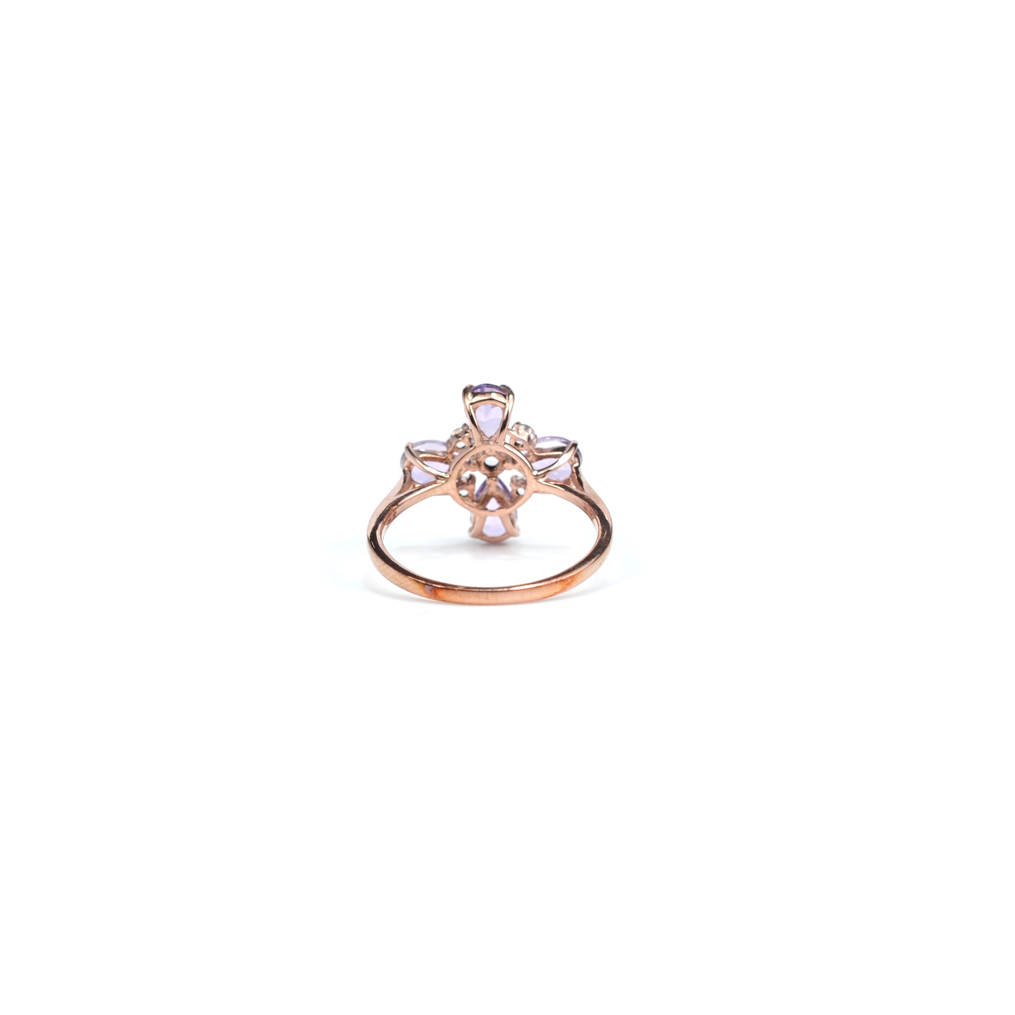 Natural Amethyst Four Leaf Clover Ring