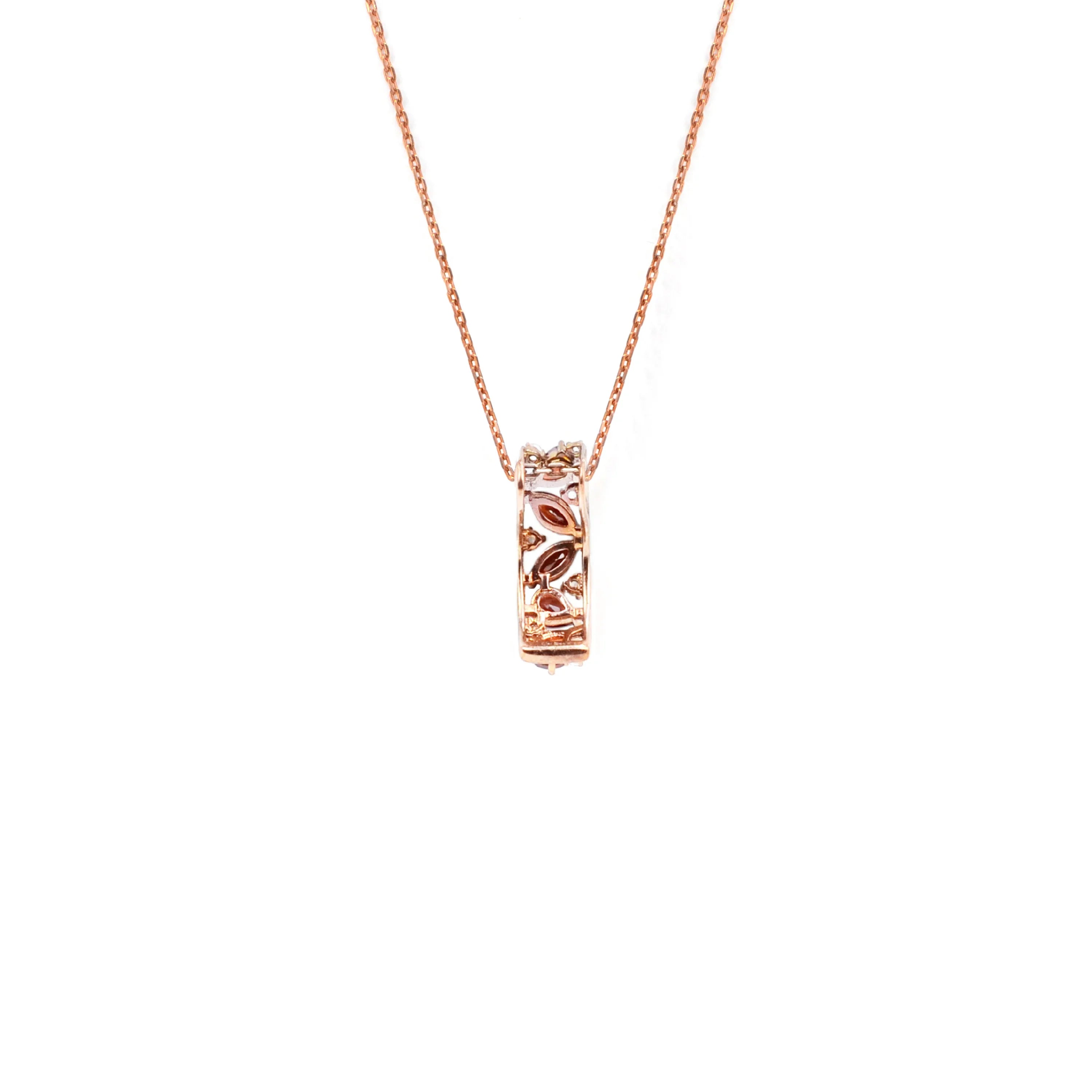 Natural Garnet Vertical Drop Pendant Necklace