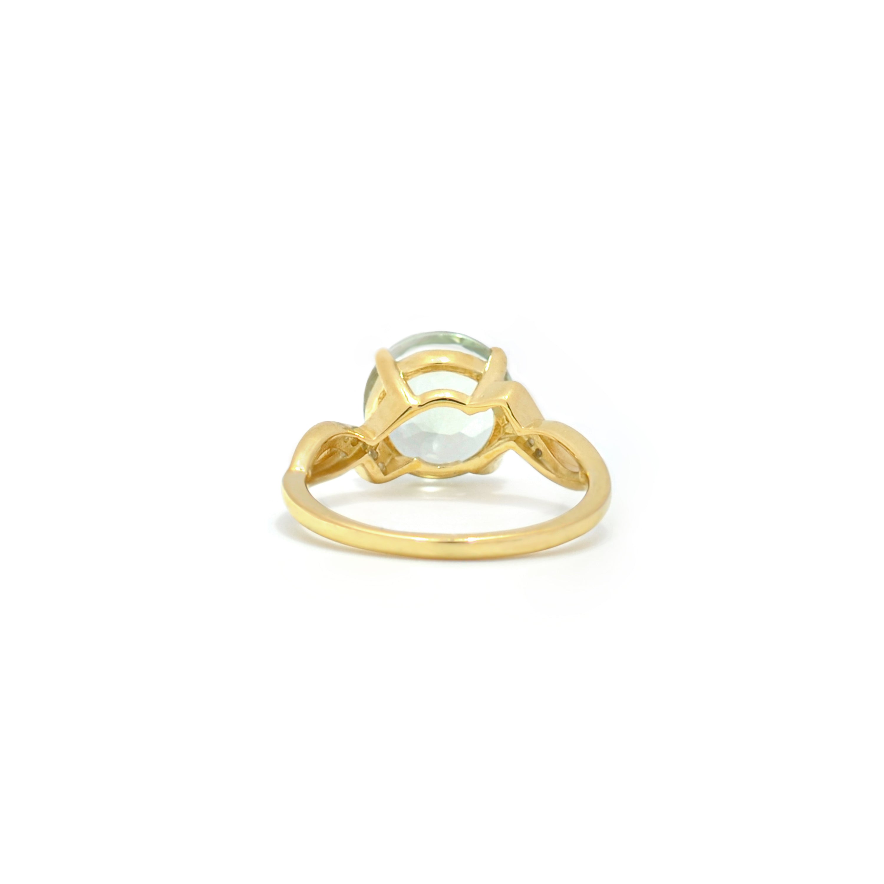 Natural Round Green Amethyst Silver Ring
