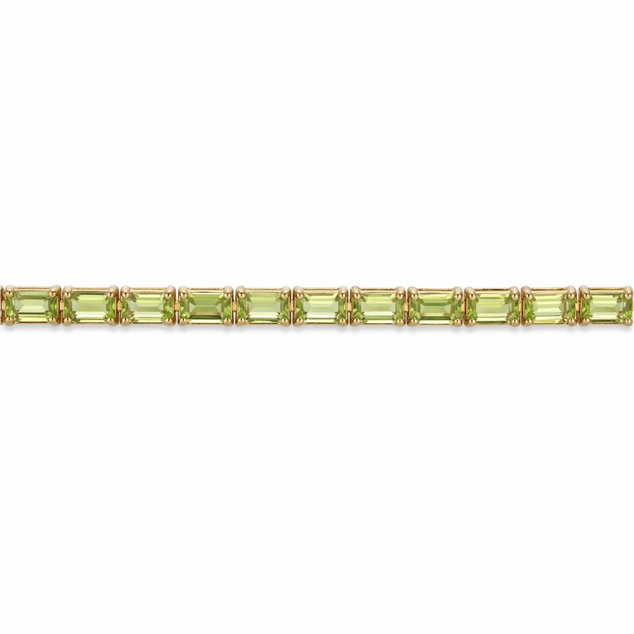 9.6 Ct Emerald Green Peridot Prong Silver Tennis Bracelet