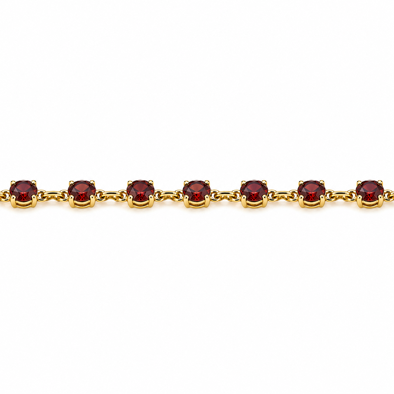 4.7 Ct Round Red Garnet Prong Silver Tennis Link Bracelet