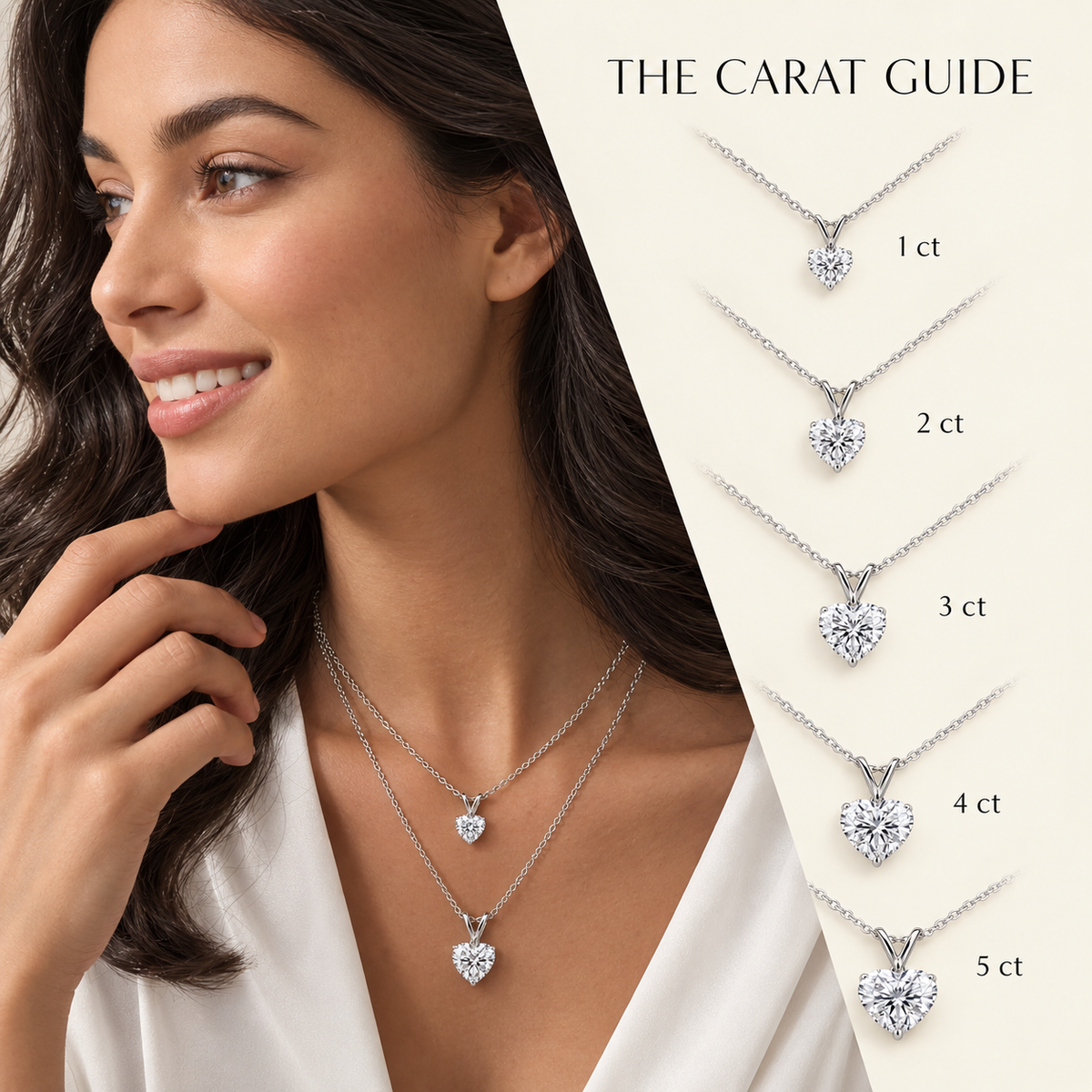 IGI Certified Heart Lab Grown Diamond Rhodium Over Silver Solitaire Necklace